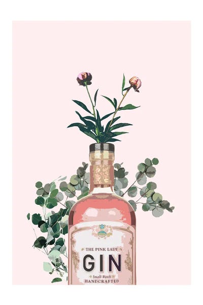Pink Gin Bottle by Naomi Davies framed wall art
