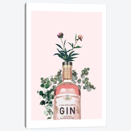 Pink Gin Bottle Canvas Print #NMD144} by Naomi Davies Art Print