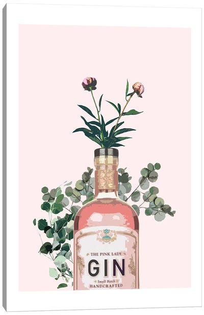 Pink Gin Bottle Canvas Art Print - Gin Art