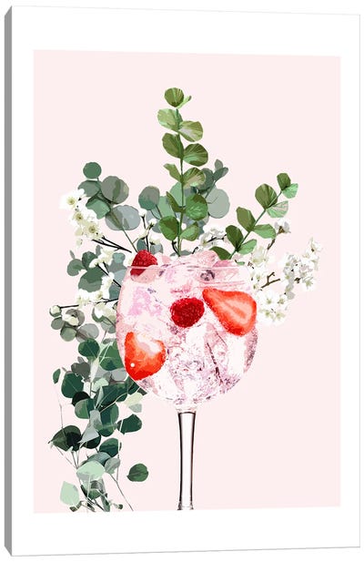 Pink Gin Glass Canvas Art Print - Naomi Davies
