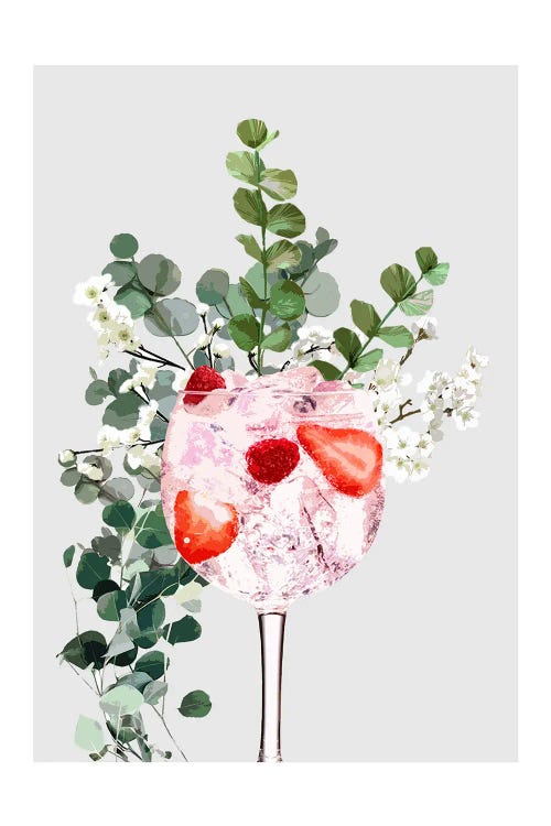 Pink Gin Glass Grey by Naomi Davies wall art