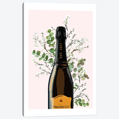 Prosecco Bottle Canvas Print #NMD154} by Naomi Davies Canvas Art