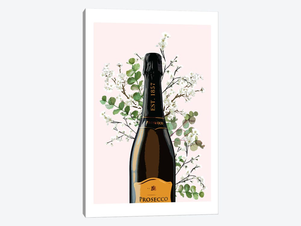 Prosecco Bottle by Naomi Davies 1-piece Canvas Wall Art