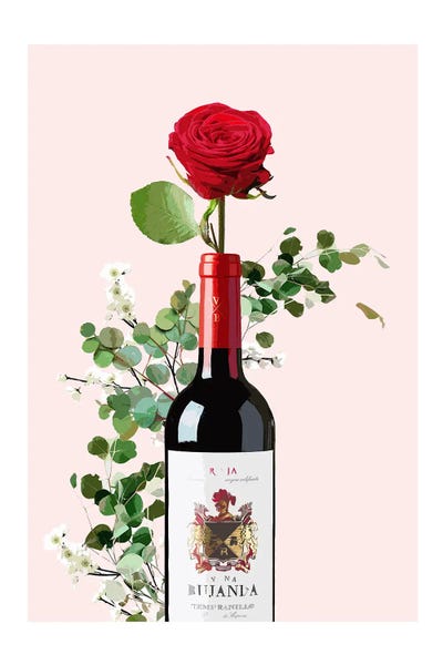 Red Wine Bottle by Naomi Davies framed canvas print