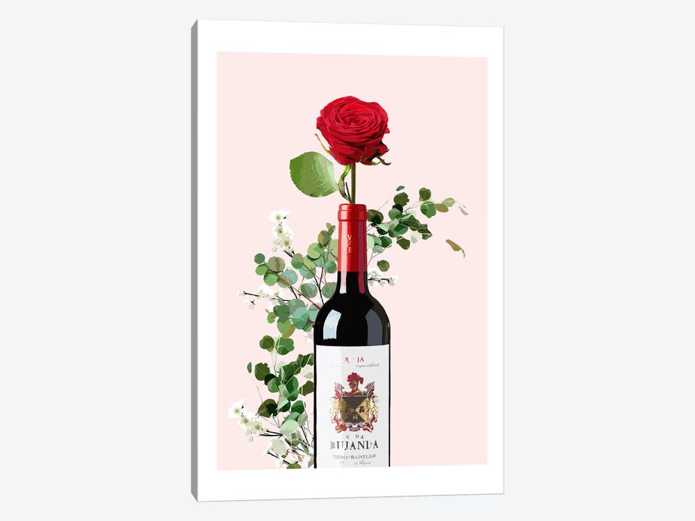 Red Wine Bottle by Naomi Davies 1-piece Canvas Art Print