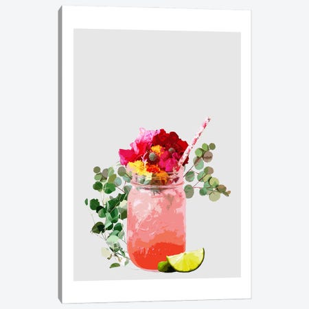 Strawberry Daiquiri Grey Cocktail Canvas Print #NMD160} by Naomi Davies Canvas Artwork