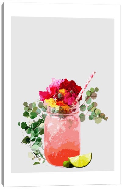 Strawberry Daiquiri Grey Cocktail Canvas Art Print - Naomi Davies