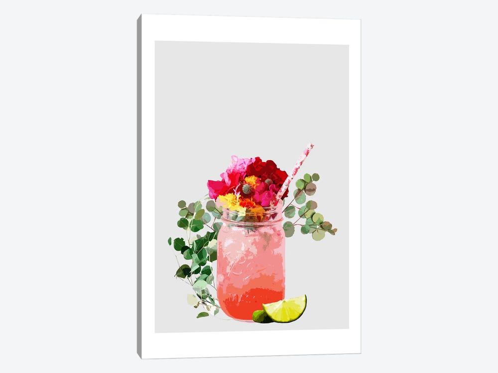 Strawberry Daiquiri Grey Cocktail by Naomi Davies 1-piece Canvas Print