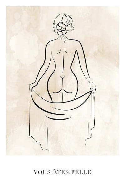 Female Nudes: Minimal French Line Art Woman by Naomi Davies