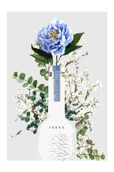 Vodka Bottle Grey by Naomi Davies metal wall art