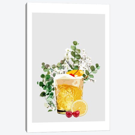 Whiskey Sour Grey Cocktail Canvas Print #NMD166} by Naomi Davies Canvas Art Print