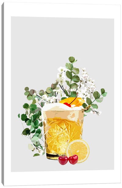 Whiskey Sour Grey Cocktail Canvas Art Print - Naomi Davies