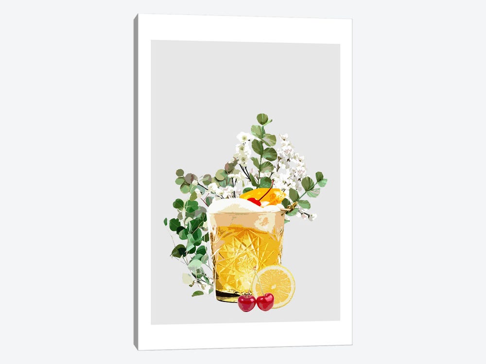 Whiskey Sour Grey Cocktail by Naomi Davies 1-piece Canvas Art Print