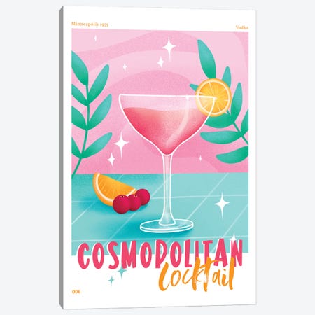 Retro Cosmopolitan Cocktail Canvas Print #NMD167} by Naomi Davies Art Print