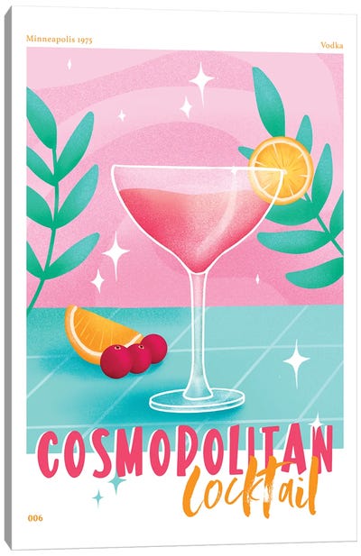 Retro Cosmopolitan Cocktail Canvas Art Print - Barbiecore