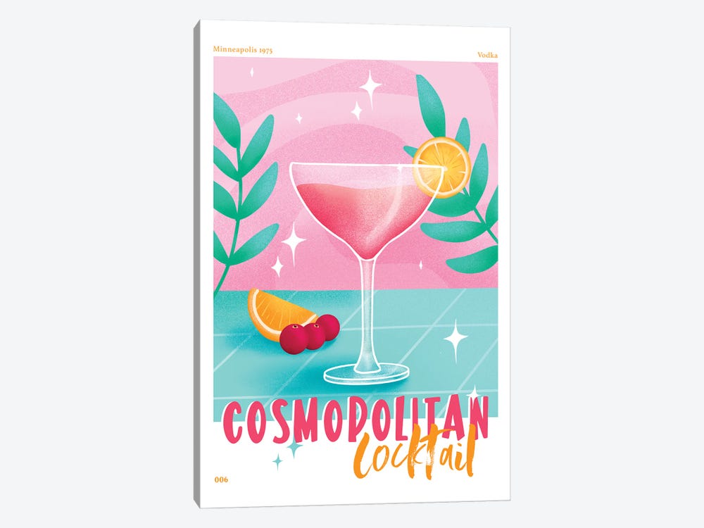 Retro Cosmopolitan Cocktail by Naomi Davies 1-piece Canvas Artwork