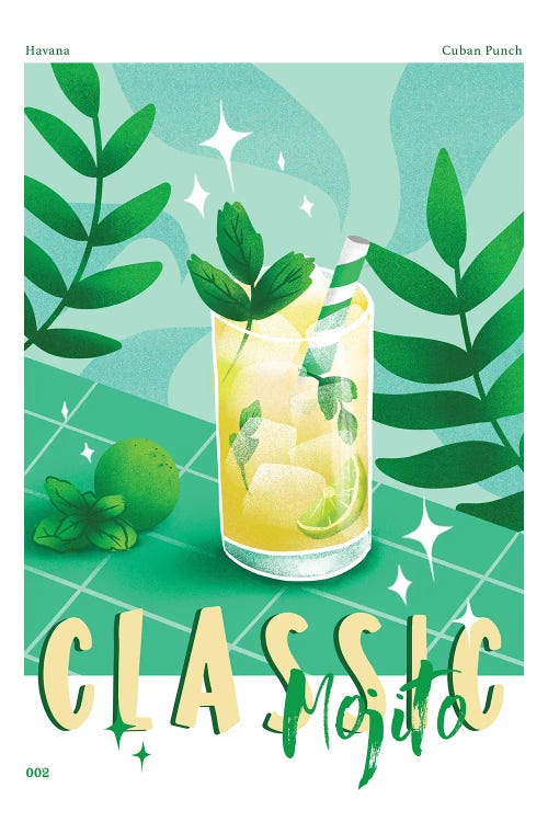 Retro Classic Mojito Cocktail