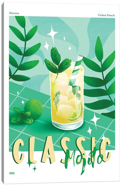 Retro Classic Mojito Cocktail Canvas Art Print - Naomi Davies