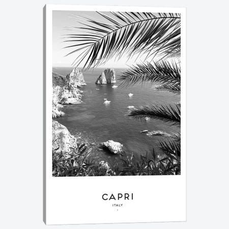 Capri Italy Black And White Canvas Print #NMD16} by Naomi Davies Art Print