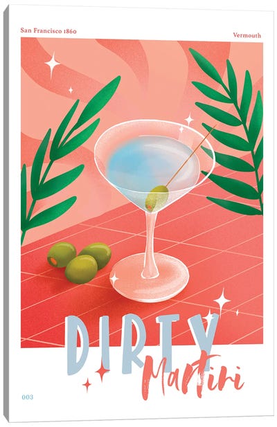 Retro Dirty Martini Cocktail Canvas Art Print - Naomi Davies