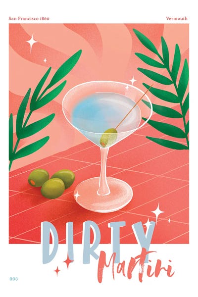 Martini: Retro Dirty Martini Cocktail by Naomi Davies