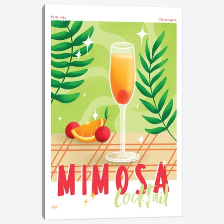 Retro Mimosa Cocktail Canvas Print #NMD171} by Naomi Davies Canvas Print