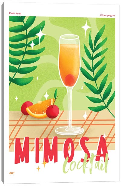Retro Mimosa Cocktail Canvas Art Print - Naomi Davies