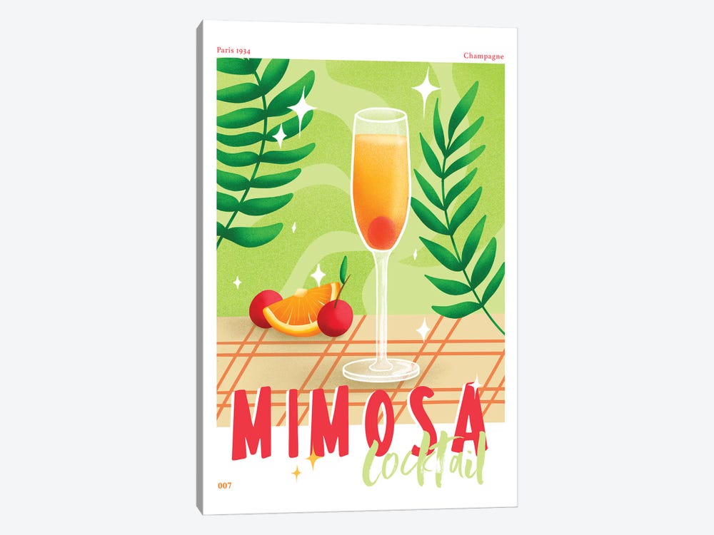 Retro Mimosa Cocktail by Naomi Davies 1-piece Art Print