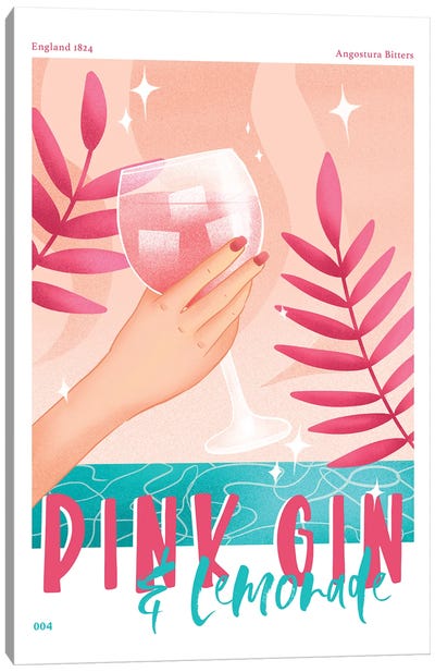 Retro Pink Gin And Lemonade Canvas Art Print - Barbiecore
