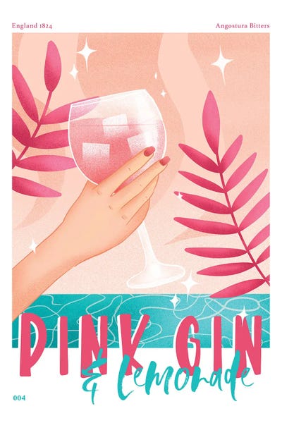 Cocktails & Mixed Drinks: Retro Pink Gin And Lemonade by Naomi Davies