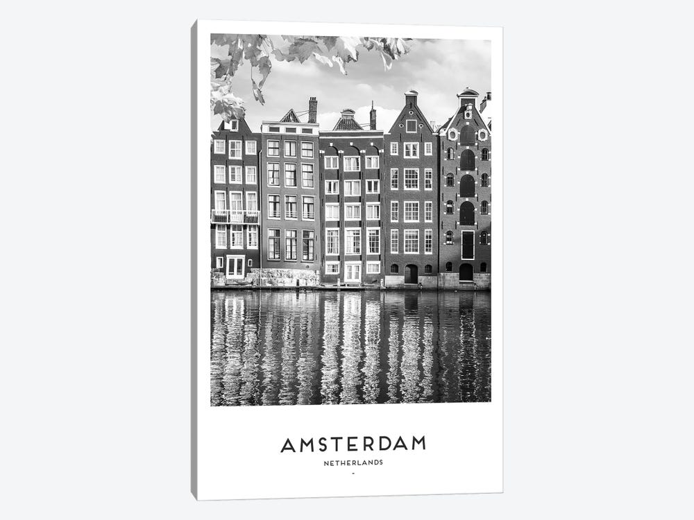 Amsterdam Netherlands Black And White by Naomi Davies 1-piece Canvas Art Print