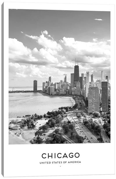 Chicago USA Black And White Canvas Art Print - Naomi Davies