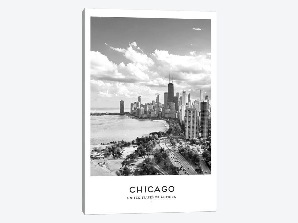 Chicago USA Black And White by Naomi Davies 1-piece Canvas Print