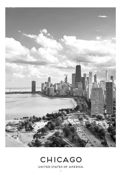 Chicago Posters: Chicago USA Black And White by Naomi Davies