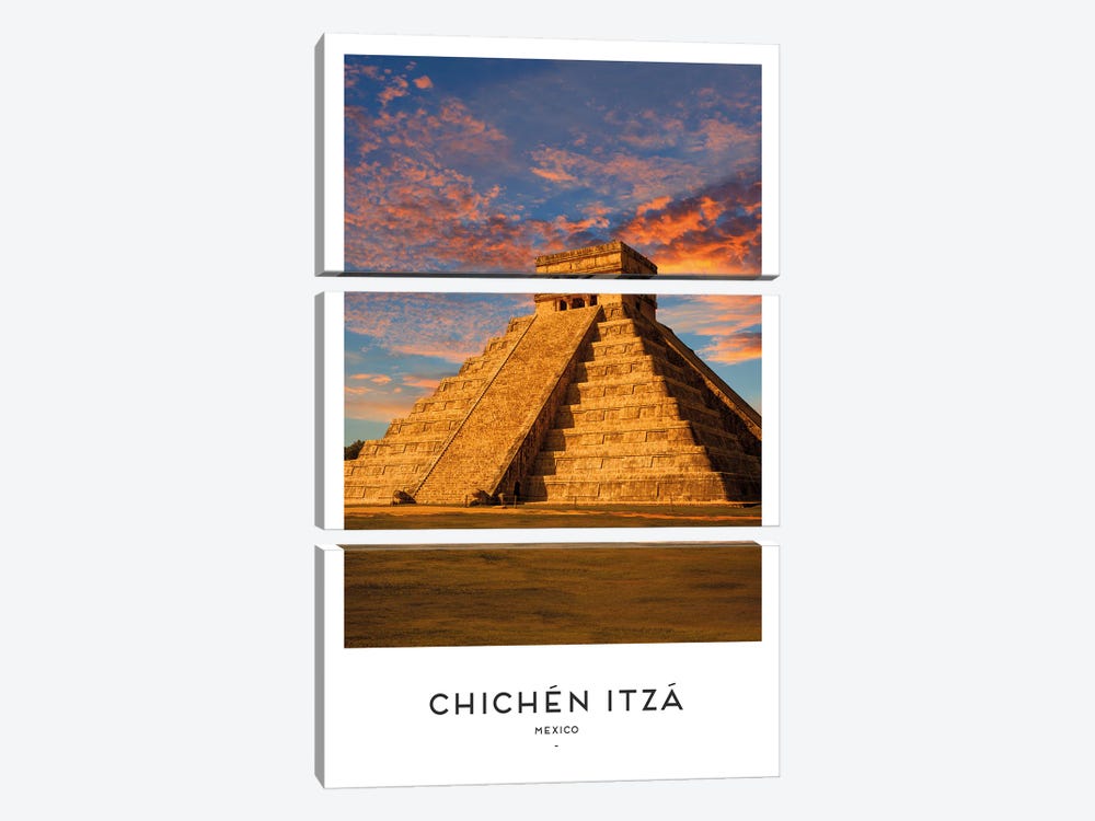 Chichen Itza Mexico by Naomi Davies 3-piece Canvas Art Print