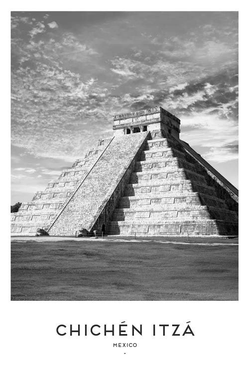 Chichen Itza Mexico Black And White