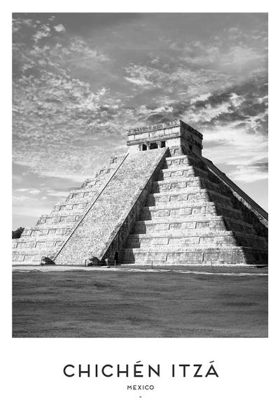 Ancient Ruins: Chichen Itza Mexico Black And White by Naomi Davies