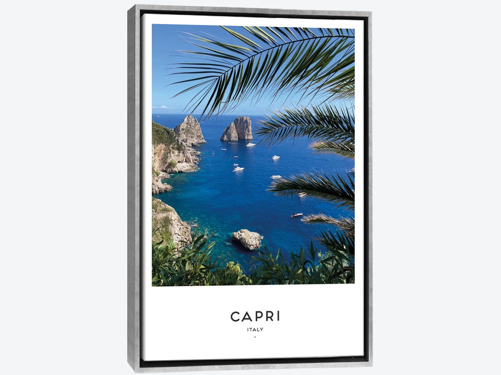 Capri Italy Black And White Canvas Artwork by Naomi Davies