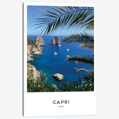 Capri Italy Black And White Canvas Artwork by Naomi Davies