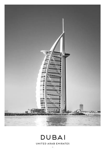 Dubai UAE Black And White by Naomi Davies art print