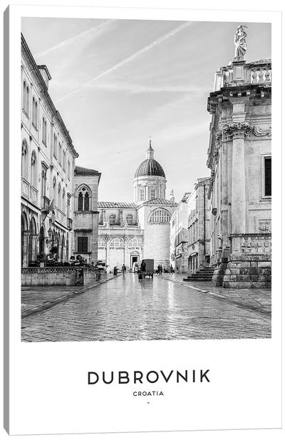 Dubrovnik Croatia Black And White Canvas Art Print - Croatia Art