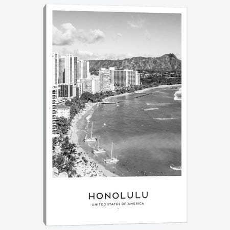 Honolulu Hawaii Black And White Canvas Print #NMD26} by Naomi Davies Canvas Art