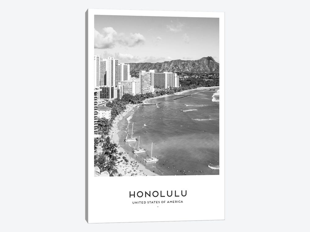 Honolulu Hawaii Black And White by Naomi Davies 1-piece Canvas Print