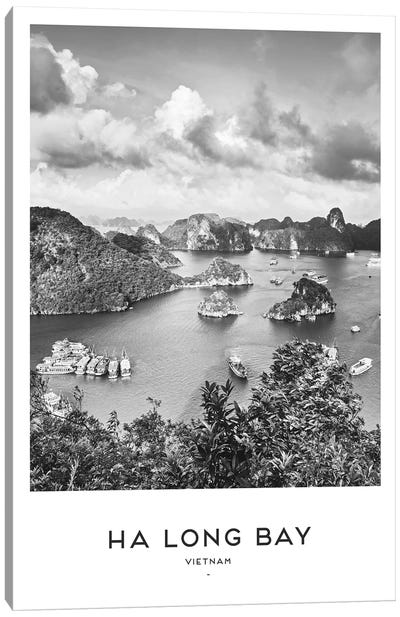 Ha Long Bay Vietnam Black And White Canvas Art Print - Vietnam Art