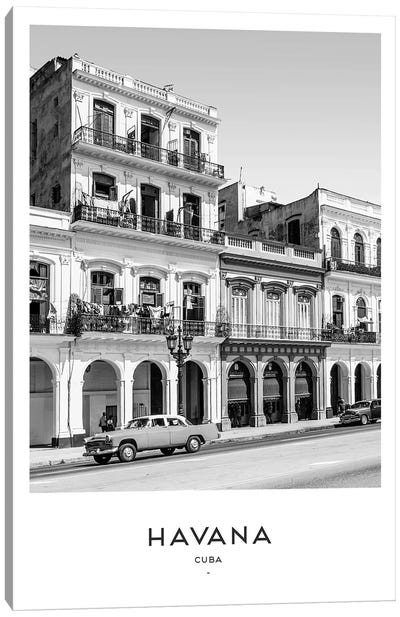 Havana Cuba Black And White Canvas Art Print - Caribbean Culture
