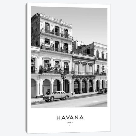 Havana Cuba Black And White Canvas Print #NMD29} by Naomi Davies Canvas Art Print