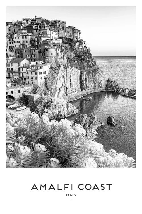 Amalfi Coast Black And White