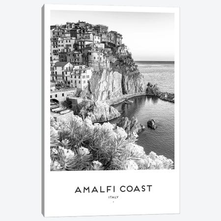 Amalfi Coast Black And White Canvas Print #NMD2} by Naomi Davies Canvas Art Print