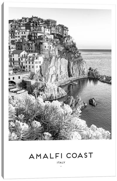 Amalfi Coast Black And White Canvas Art Print - Campania Art