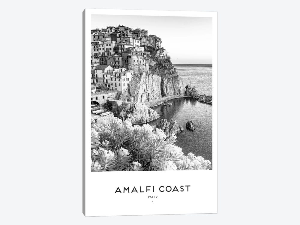 Amalfi Coast Black And White by Naomi Davies 1-piece Canvas Art Print